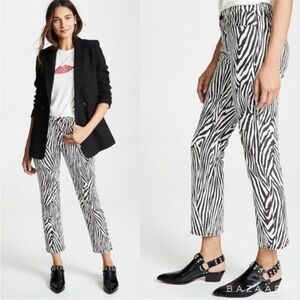 Frame Denim Black and White Zebra Print Cropped Pants